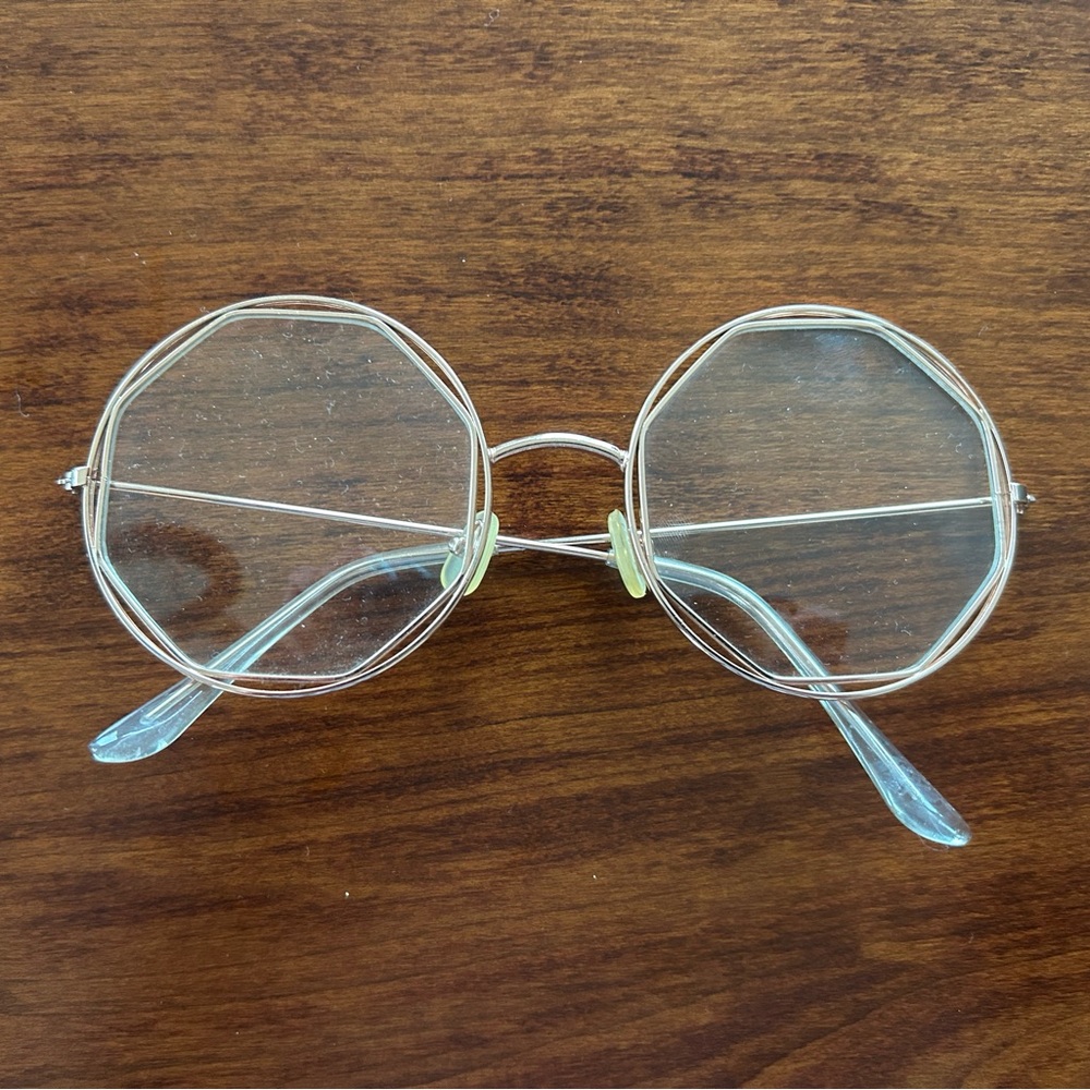 Geometric Gold Framed Non Prescription Glasses